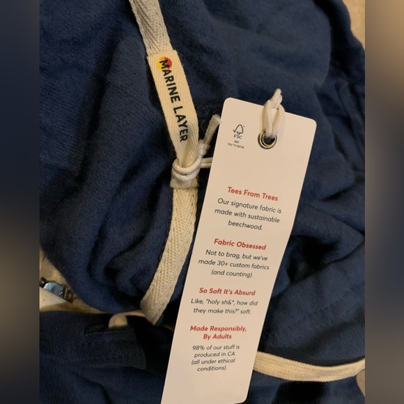 Marine Layer Full Zip Men’s Hoodie Jacket Faded Navy Blue NWT in Factory Bag - Picture 4 of 6